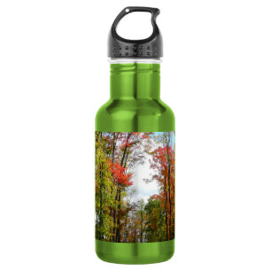 Bouteille D'eau En Acier Inoxydable Arbres d'automne et ciel bleu Photographie de la n