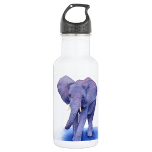 Bouteille D'eau En Acier Inoxydable art pourpre d'aquarelle d'éléphant sur les