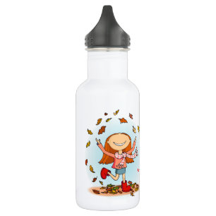Bouteille D'eau En Acier Inoxydable Automne automne fille jouant avec les boissons feu