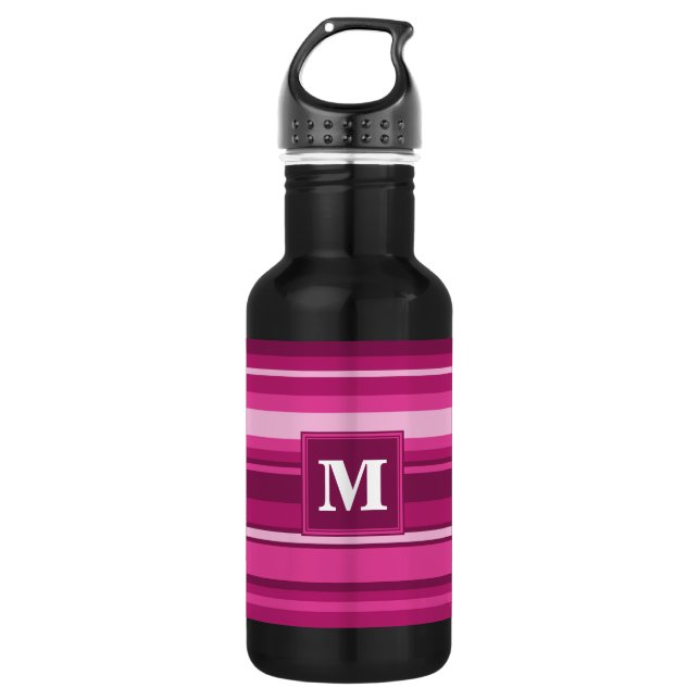 Bouteille D'eau En Acier Inoxydable Bandes de monogramme fuchsia (Devant)