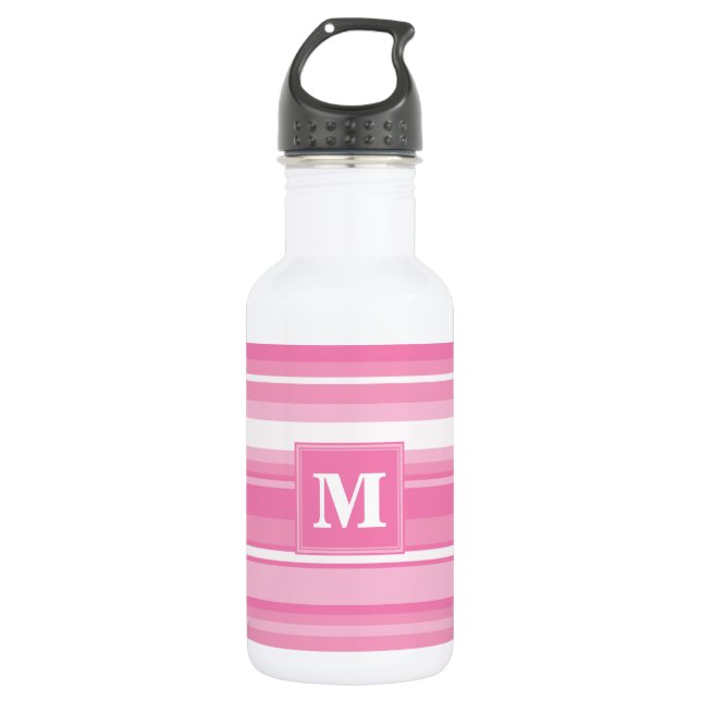 Bouteille D'eau En Acier Inoxydable Bandes rose monogramme (Devant)