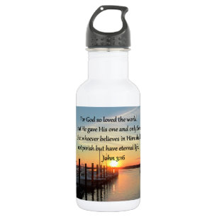 BOUTEILLE D'EAU EN ACIER INOXYDABLE BEAU JOHN 3:16 SUNSET PHOTO DESIGN