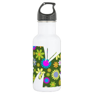 Bouteille D'eau En Acier Inoxydable Beaux Papillon Aziza Aile Fantaisie Fleurs