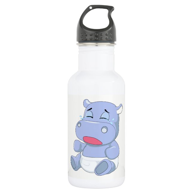 Bouteille D'eau En Acier Inoxydable Bébé hippopotame pleure (Devant)