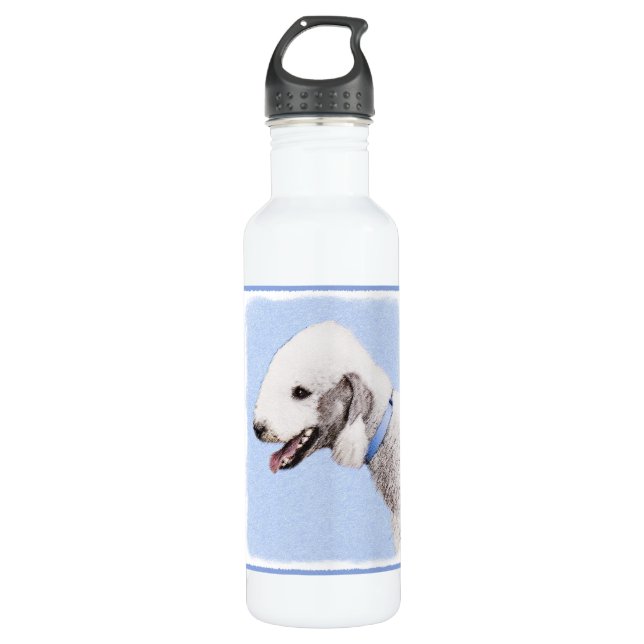 Bouteille D'eau En Acier Inoxydable Bedlington Terrier Peinture - Art Chien original (Devant)