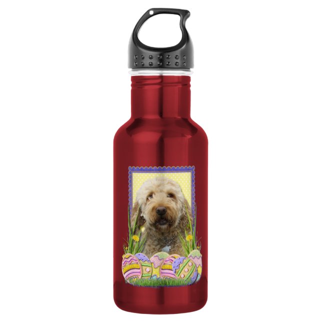 Bouteille D'eau En Acier Inoxydable Biscuits d'oeuf de pâques - GoldenDoodle (Devant)