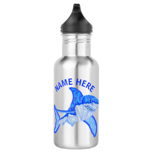 Bouteille D'eau En Acier Inoxydable Bleu Grand requin blanc Coloré animal marin