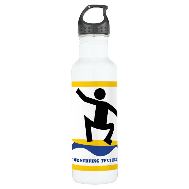 Bouteille D'eau En Acier Inoxydable Cadeaux de surf, surfer sur sa planche de surf (Devant)