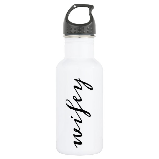 Bouteille D'eau En Acier Inoxydable Calligraphie moderne Black Wifey Script (Devant)
