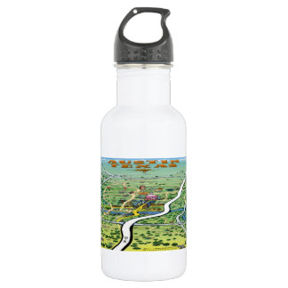 Bouteille D'eau En Acier Inoxydable Carte du dessin animé Austin Texas