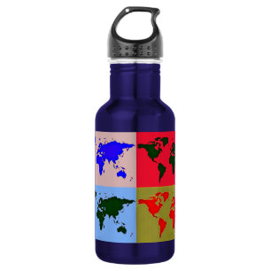Bouteille D'eau En Acier Inoxydable Carte du monde du style pop