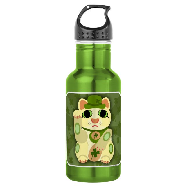 Bouteille D'eau En Acier Inoxydable Chat de la Saint-Patrick chanceux (Devant)