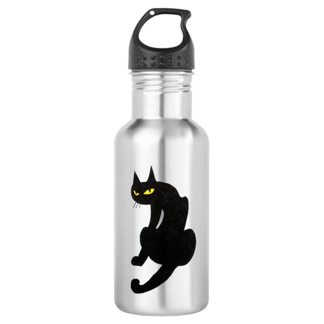 Bouteille D'eau En Acier Inoxydable CHAT NOIR  blanc (Devant)