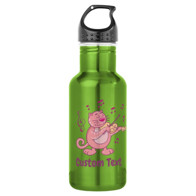 Bouteille d'eau en acier inoxydable Chat Rose avec (Devant)