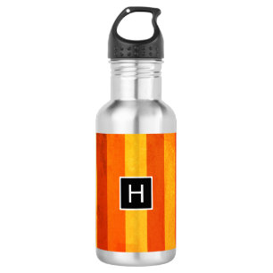 Bouteille D'eau En Acier Inoxydable Chaud Patiné Orange Rouge rayures Monogramme