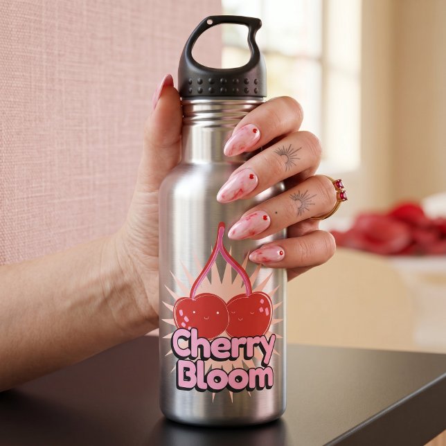 Bouteille d'eau en acier inoxydable Cherry Bloom (Créateur téléchargé)