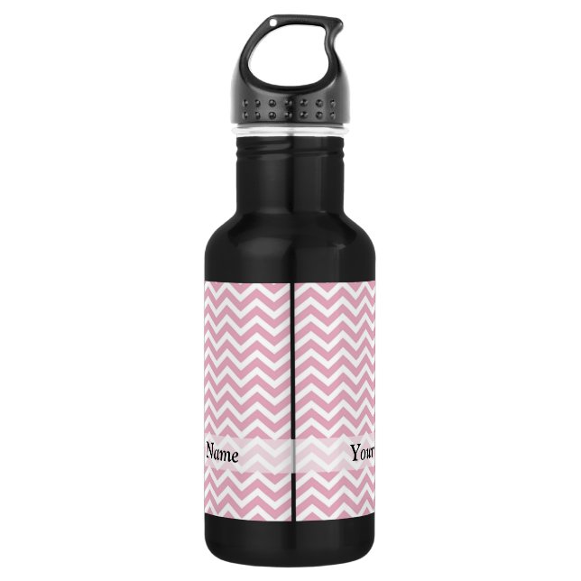 Bouteille D'eau En Acier Inoxydable chevron rose et blanc (Devant)