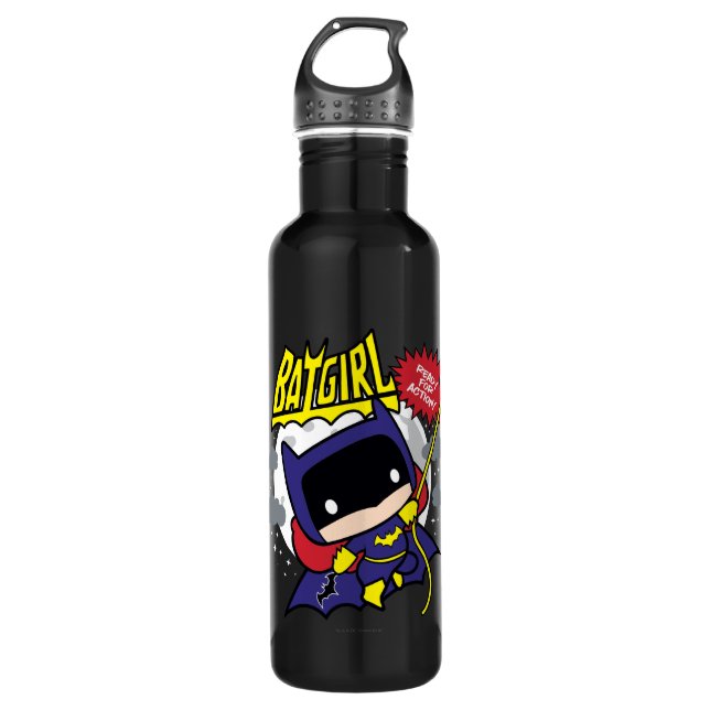 Bouteille D'eau En Acier Inoxydable Chibi Batgirl Prêt Pour L'Action (Devant)