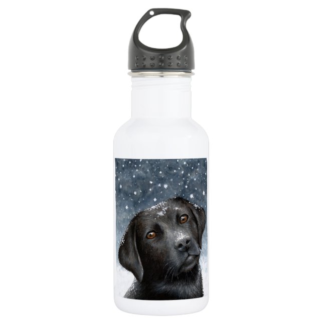 Bouteille D'eau En Acier Inoxydable Chien 100 noir Labrador (Devant)