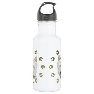 Bouteille D'eau En Acier Inoxydable Chien mignon et pattes de Terrier blanc de