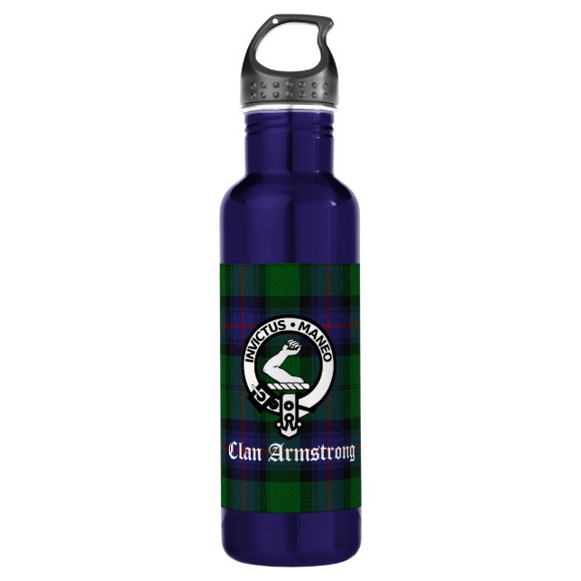 Bouteille D'eau En Acier Inoxydable Clan Armstrong Tartan & Crest Badge (Devant)