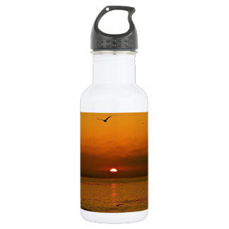 BOUTEILLE D'EAU EN ACIER INOXYDABLE COUCHER DE SOLEIL ARDENT SUR L'OCEAN PACIFIQUE