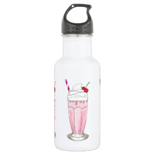 Bouteille D'eau En Acier Inoxydable Crème de glace aux fraises roses Shake Milkshake D