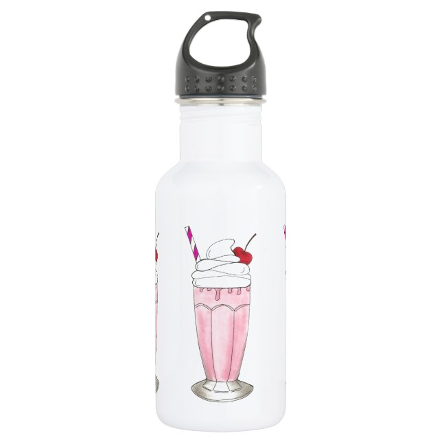 Bouteille D'eau En Acier Inoxydable Crème de glace aux fraises roses Shake Milkshake D (Devant)