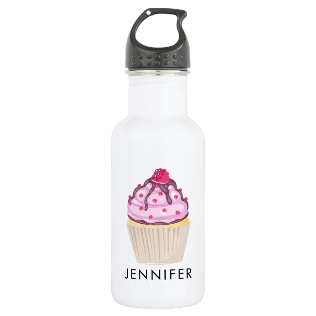 Bouteille D'eau En Acier Inoxydable Cupcake sucré avec framboise sur le dessus Personn (Devant)