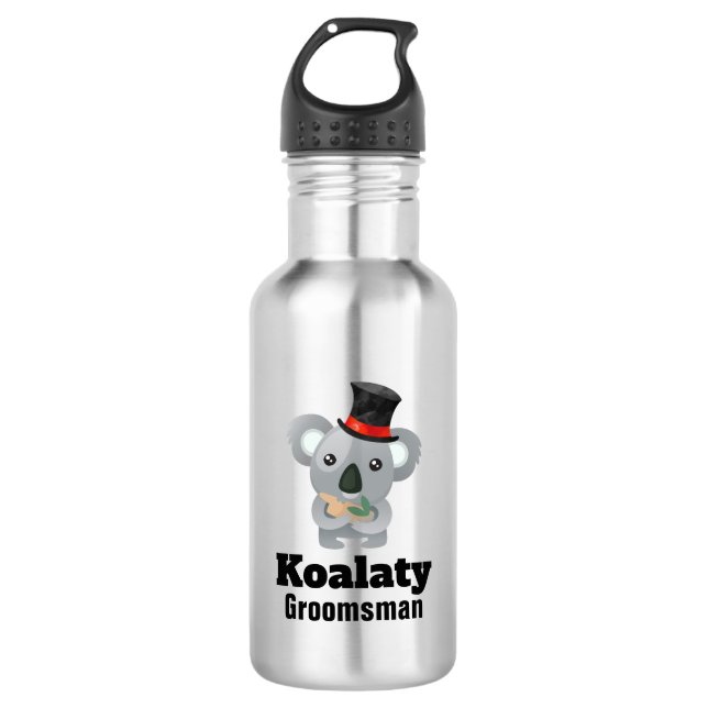 Bouteille D'eau En Acier Inoxydable Cute Koala Pun Koalaty Groomsman (Devant)