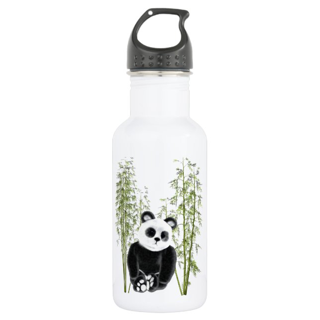 Bouteille D'eau En Acier Inoxydable Cute Panda Assis En Bambou (Devant)