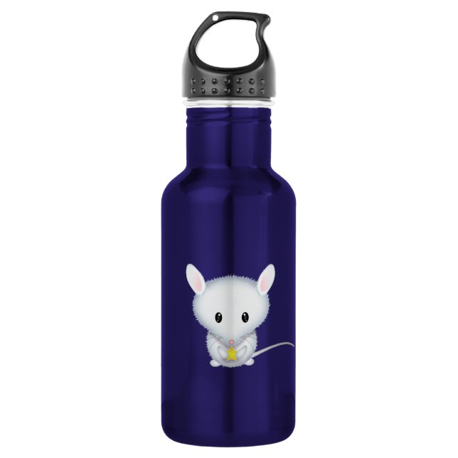 Bouteille D'eau En Acier Inoxydable Cute petite souris blanche avec étoile (Devant)