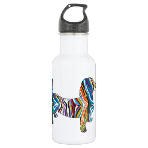 Bouteille D'eau En Acier Inoxydable Dachshund - Psychedelique Zèbre Doxie