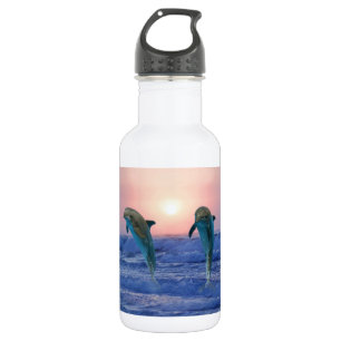 Bouteille D'eau En Acier Inoxydable Dauphin de Bottlenose au lever de soleil