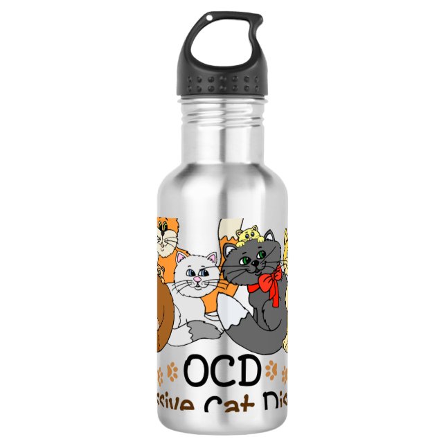 Bouteille D'eau En Acier Inoxydable Désordre obsédant de chat d'OCD (Devant)