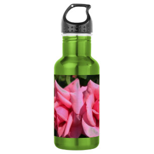 Bouteille D'eau En Acier Inoxydable deux fleurs roses roses chaudes.