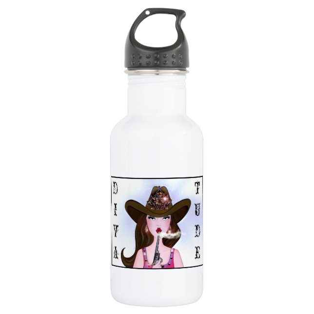 Bouteille D'eau En Acier Inoxydable "Diva+of+a Cowgirl" (Devant)