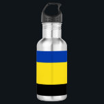 Bouteille D'eau En Acier Inoxydable Drapeau de Gelderland<br><div class="desc">Drapeau de Gelderland,  une province du Pays-Bas. Le drapeau est un tricolore horizontal de bleu,  jaune et noir. Ses couleurs proviennent des armoiries de Gelderland qui,  à leur tour,  étaient basées sur les armoiries de l'Hertogdom Gelre.</div>