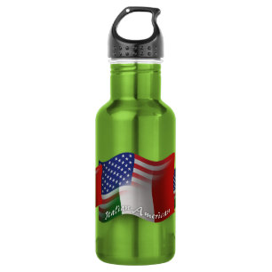 Bouteille D'eau En Acier Inoxydable Drapeau de ondulation Italien-Américain