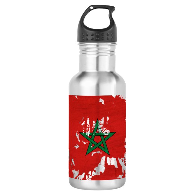 Bouteille D'eau En Acier Inoxydable Drapeau du Maroc (Devant)