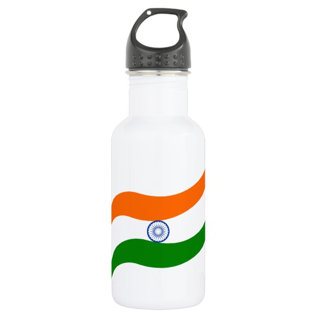 Bouteille D'eau En Acier Inoxydable Drapeau onduleux indien (Devant)