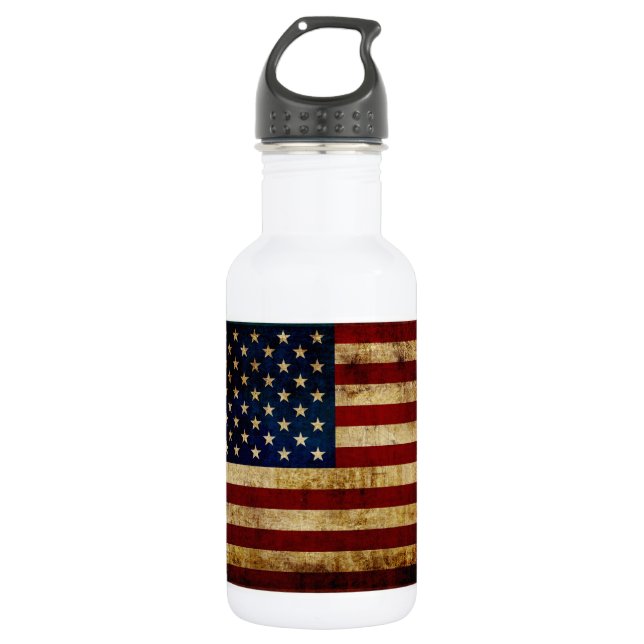 Bouteille D'eau En Acier Inoxydable Drapeau USA / Grunge (Devant)