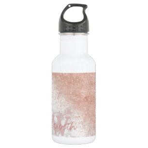 Bouteille D'eau En Acier Inoxydable Élégant faux rose en or confetti image en marbre b