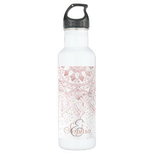 Bouteille D'eau En Acier Inoxydable Elégant Rose Gold Dots Mandala