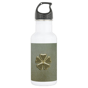 Bouteille D'eau En Acier Inoxydable Élégante Fête de la Saint-Patrick Trèfle, Cuir Ver