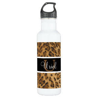 Bouteille D'eau En Acier Inoxydable Empreinte de léopard U monogramme initiales Water 