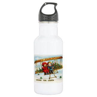 Bouteille D'eau En Acier Inoxydable Enfants Vintage De Noël À La Recherche De Père Noë