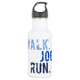 Bouteille D'eau En Acier Inoxydable EXÉCUTION DU JOG DE MARCHE BLEUE (police SMUDGE)