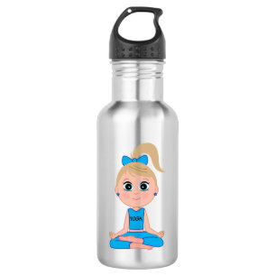 Bouteille D'eau En Acier Inoxydable Fille de yoga dans le bleu