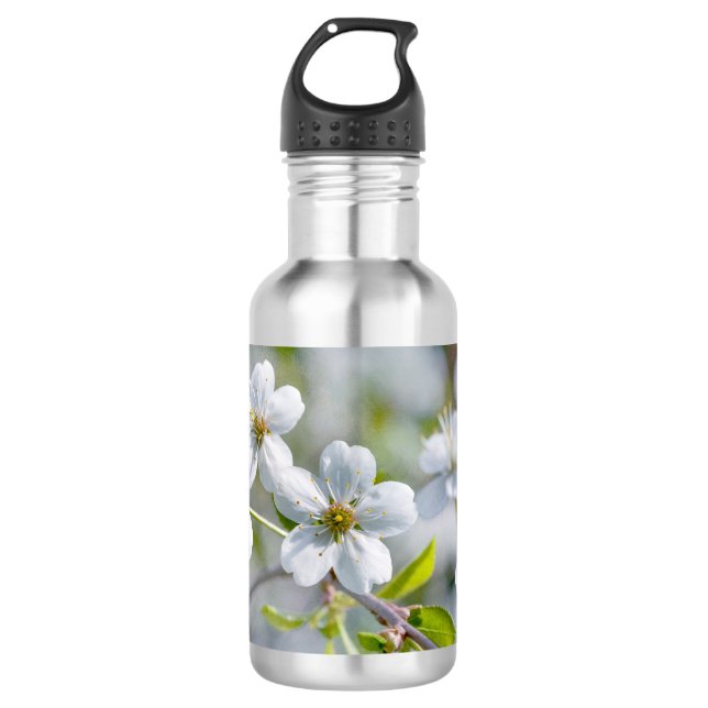 Bouteille D'eau En Acier Inoxydable Fleur cerise blanche (Devant)